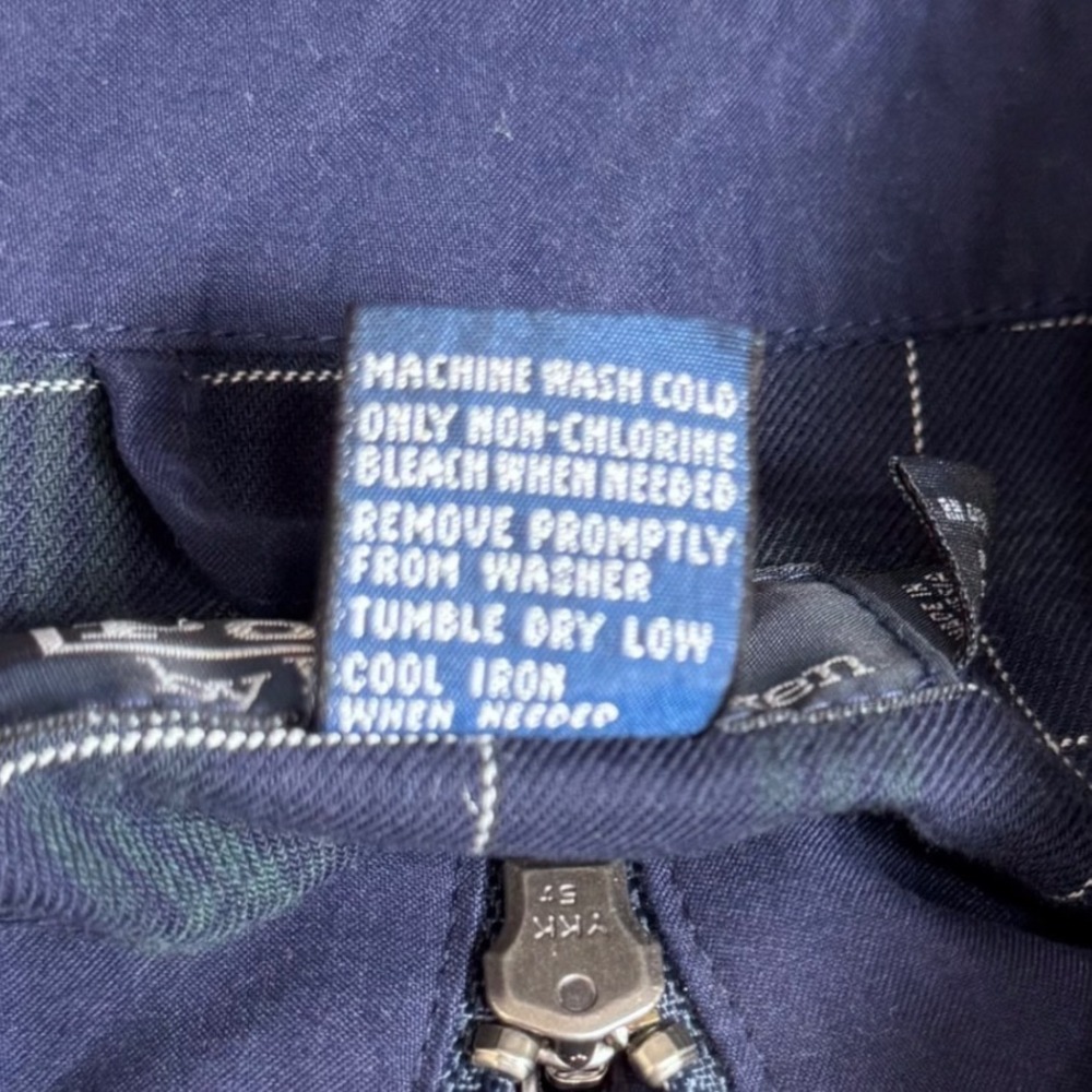 POLO RALPH LAUREN Mens XL Navy Blue Harrington Jacket Plaid Lined Windbreaker - Picture 8 of 9